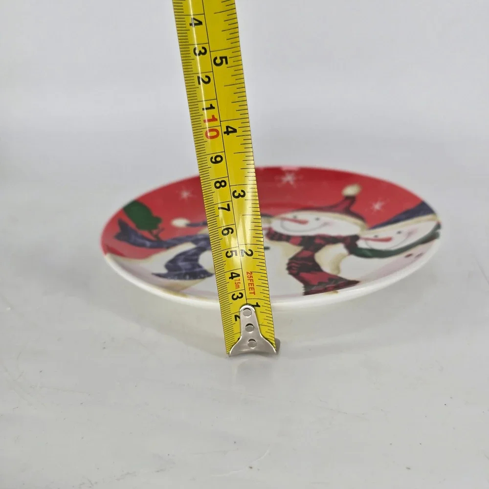 Set of 3 Vintage Snowman Christmas Salad Dessert Plates Holiday Table Decor